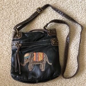 Elephant embroidered crossbody bag